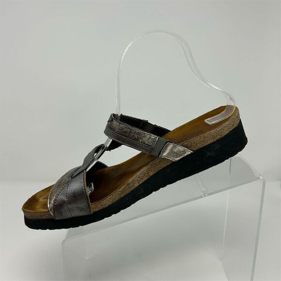 Naot Kimberly Silver and Gold Slip On Wedge Sandal Size 10** Casual Summer - Picture 3 of 11